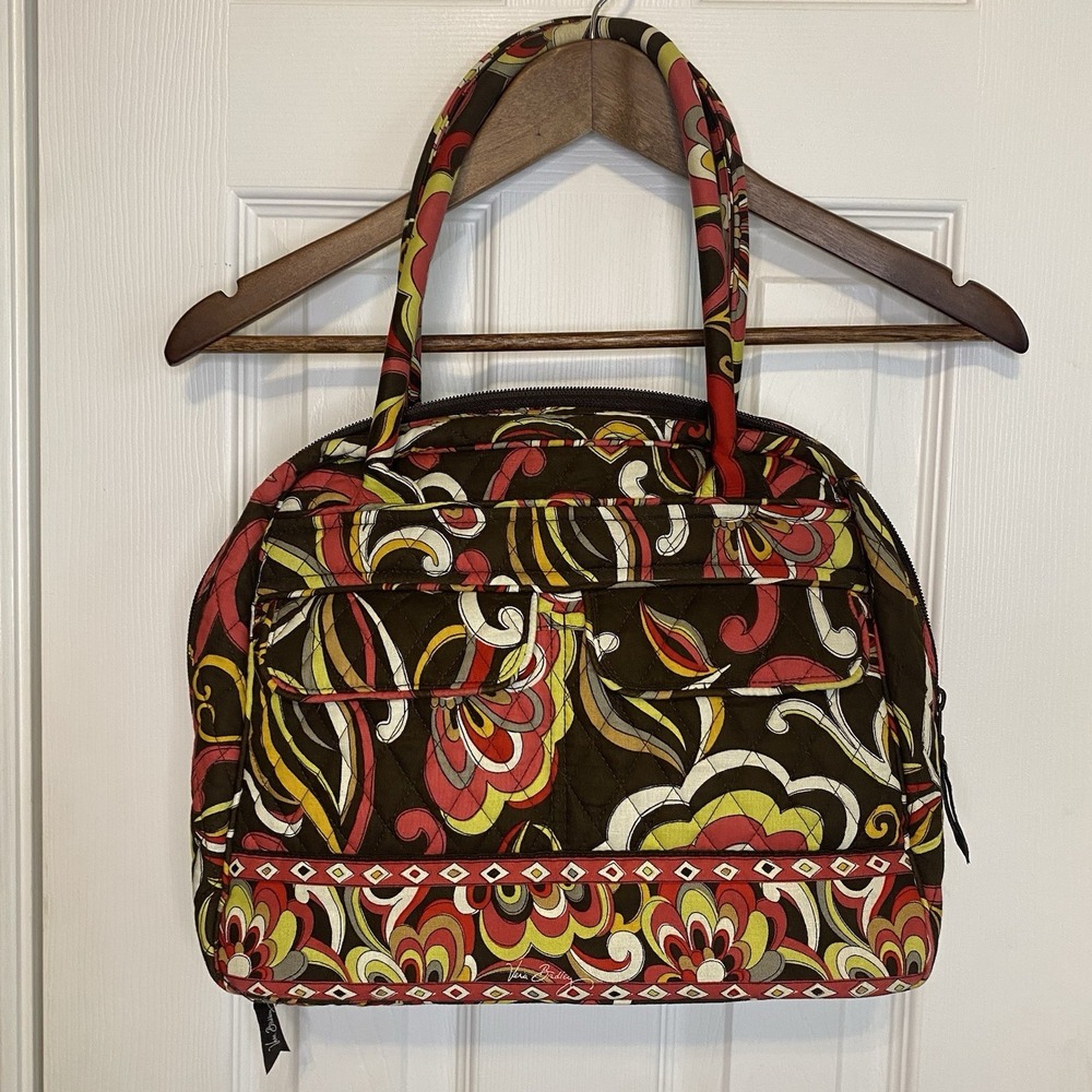 Vera Bradley Purse Shoulder Bag Puccine Paisley Fabric‎ w/Insulated Pouch Brown